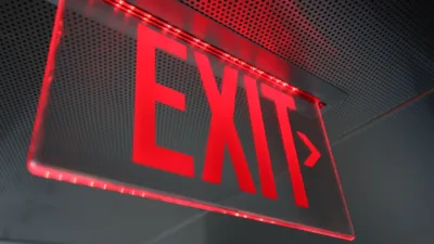 Exit Light lit up in red.