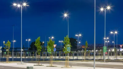 Large lights in a large parking lot